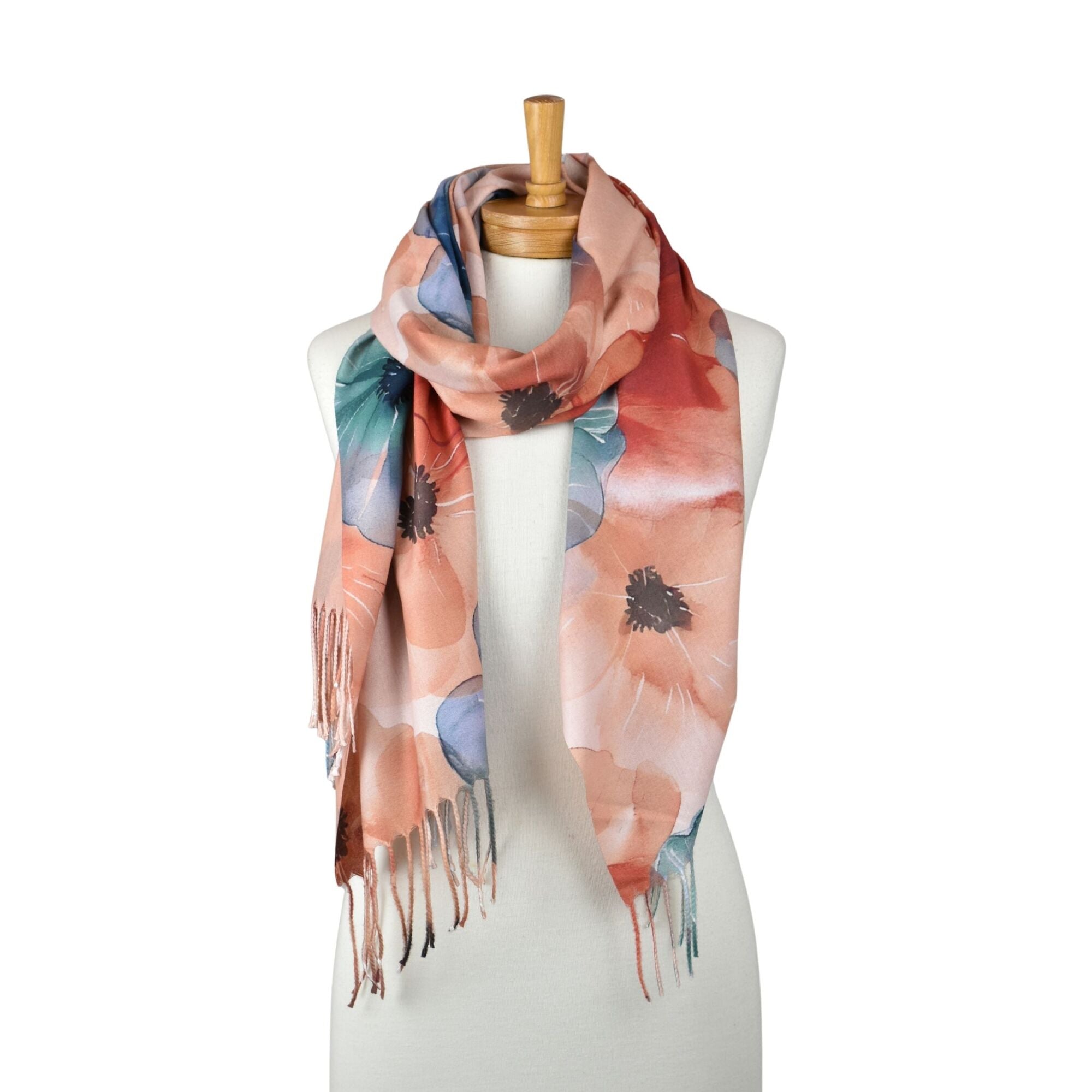 Taylor Hill Watercolour Floral Fringed Scarf