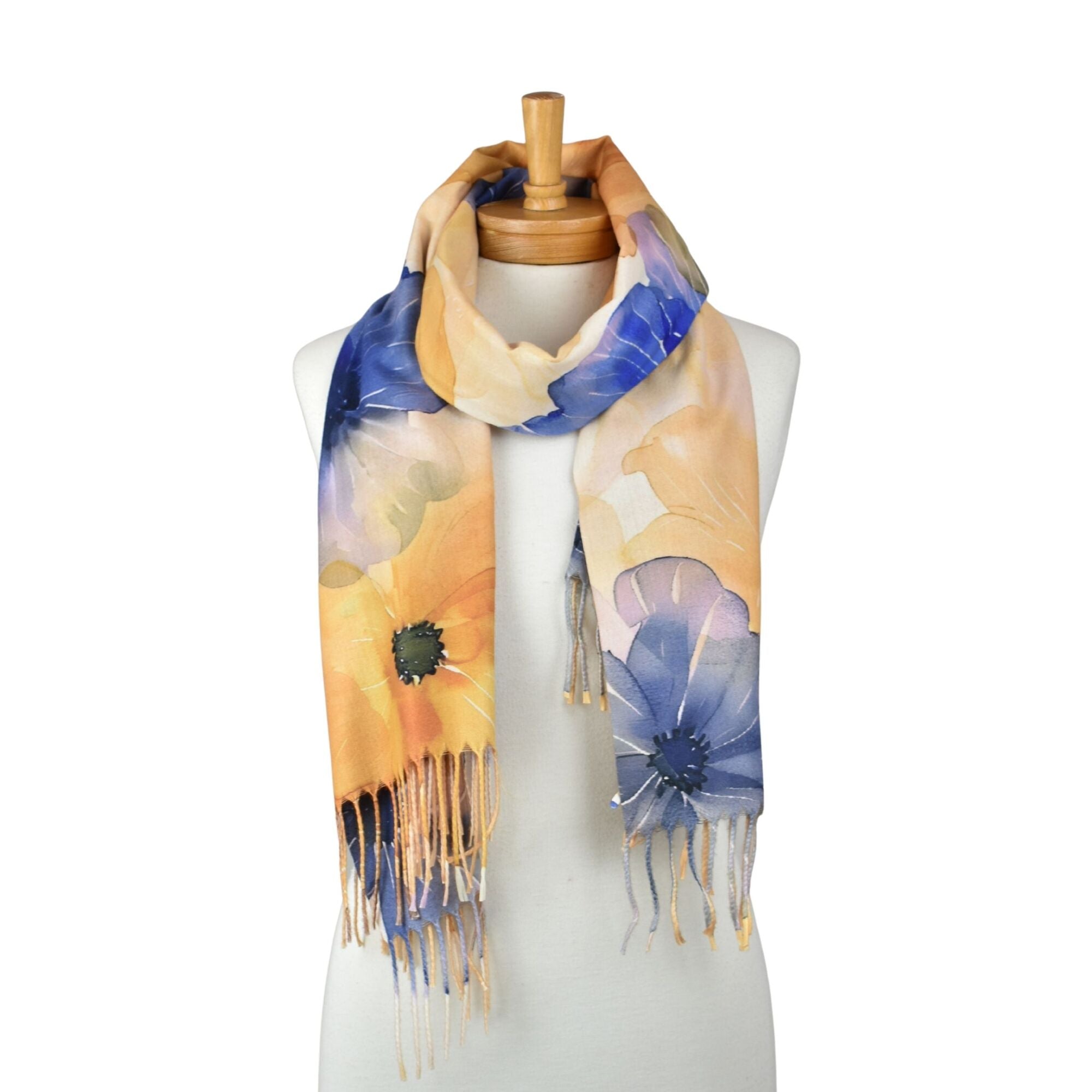 Taylor Hill Watercolour Floral Fringed Scarf