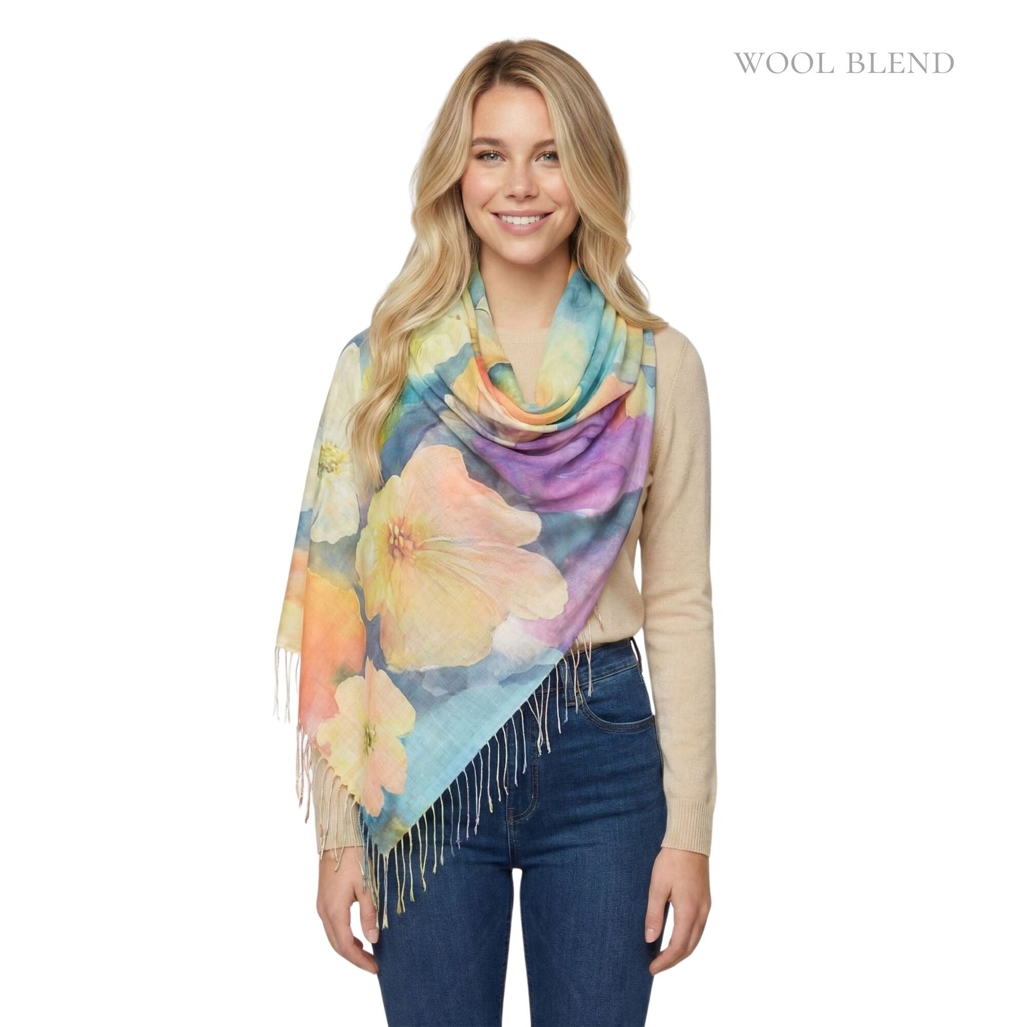 Taylor Hill Gardenia Watercolour Scarf