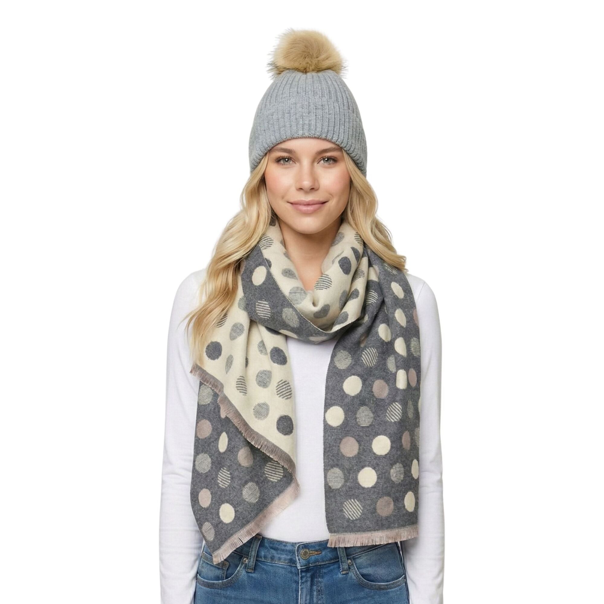 Taylor Hill Reversible Multi Polka Dots Scarf