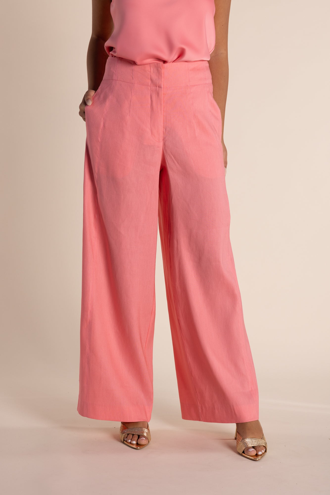 Two T's Wide Leg Pant - Coral