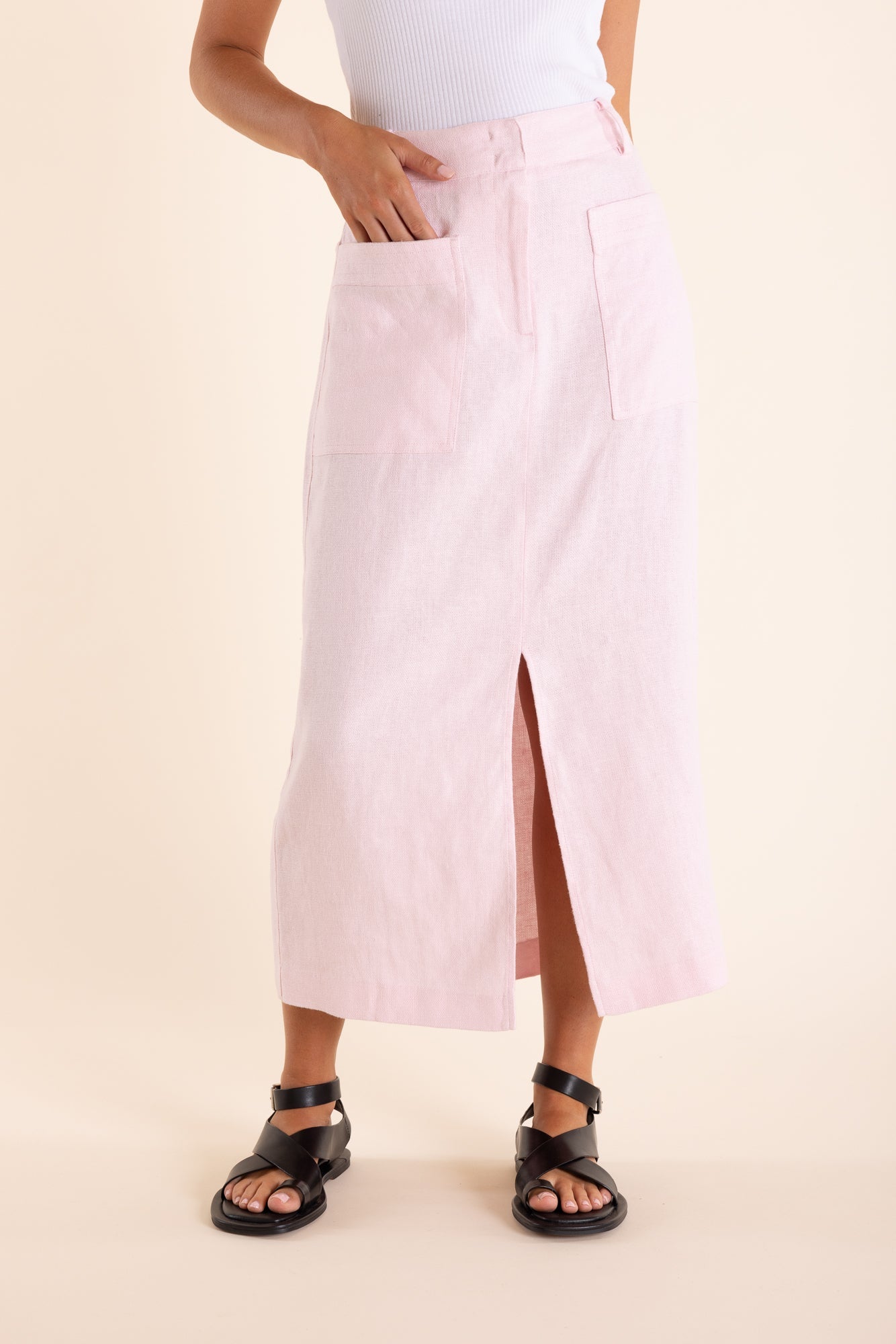 Two T's Midi Skirt - Pink Rose