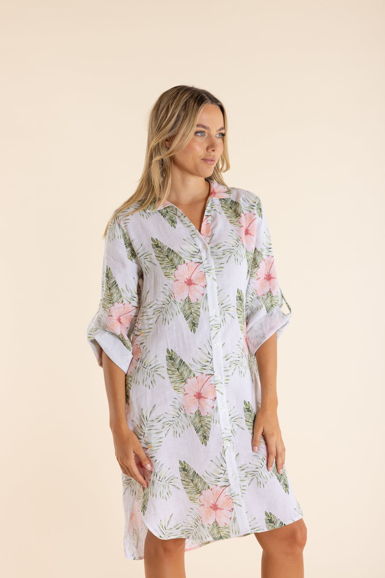 Two T's Tropical Print Shirt Dress