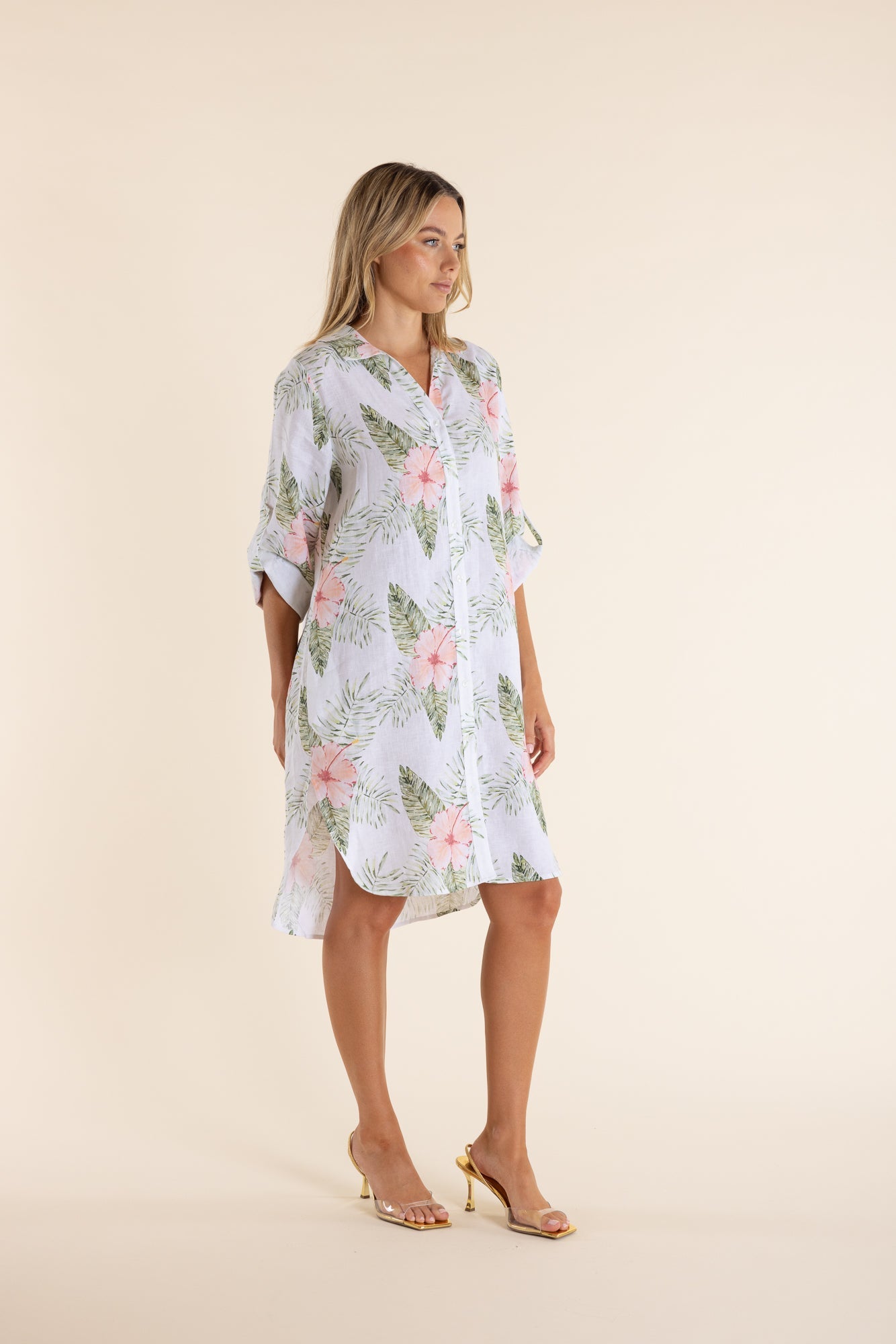 Two T's Tropical Print Shirt Dress