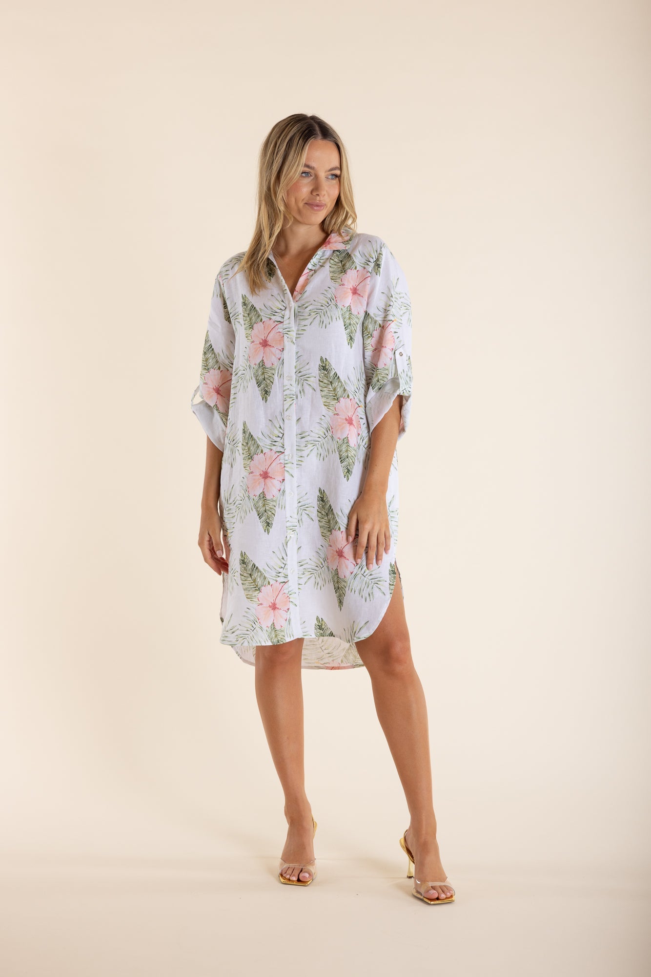 Two T's Tropical Print Shirt Dress