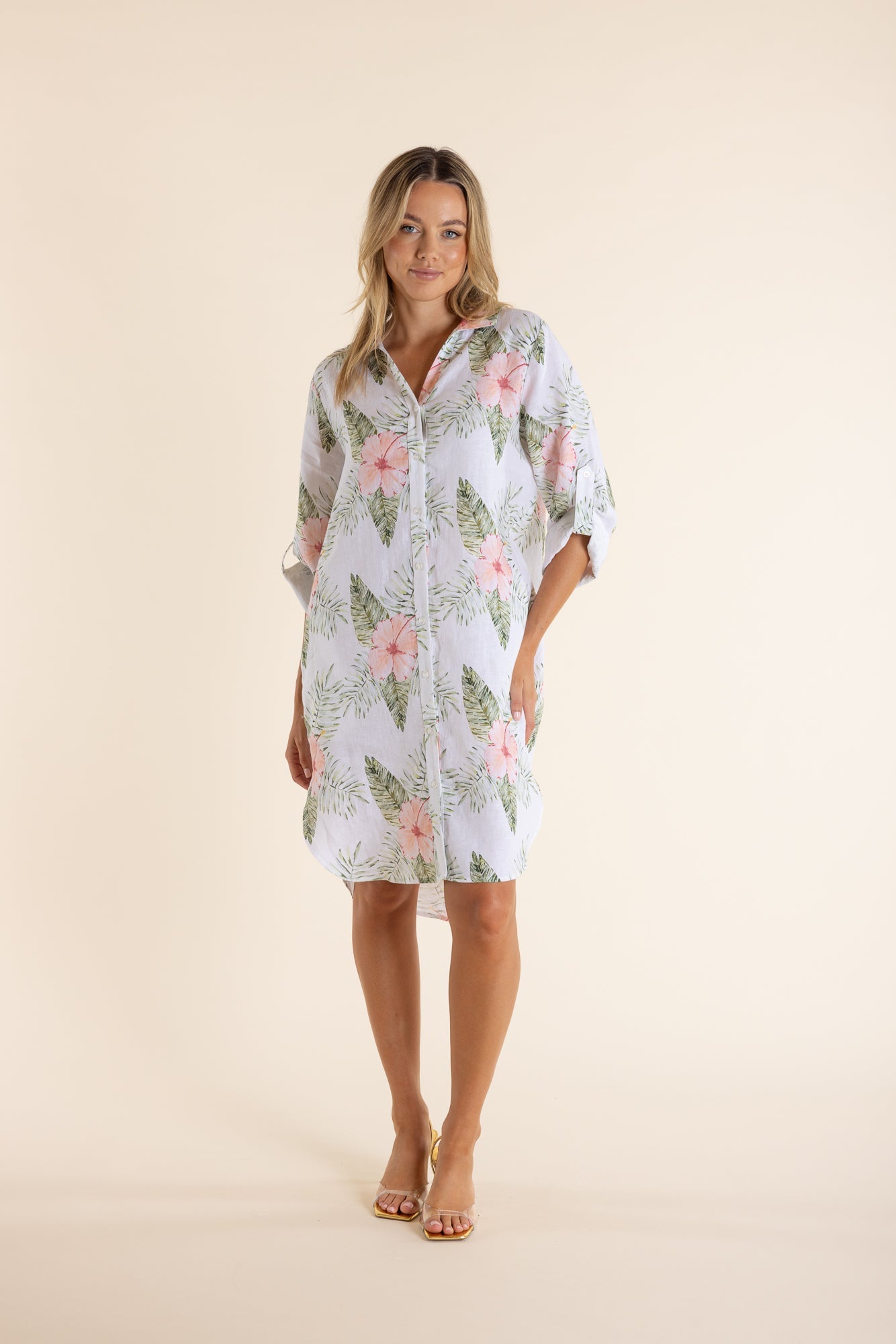 Two T's Tropical Print Shirt Dress