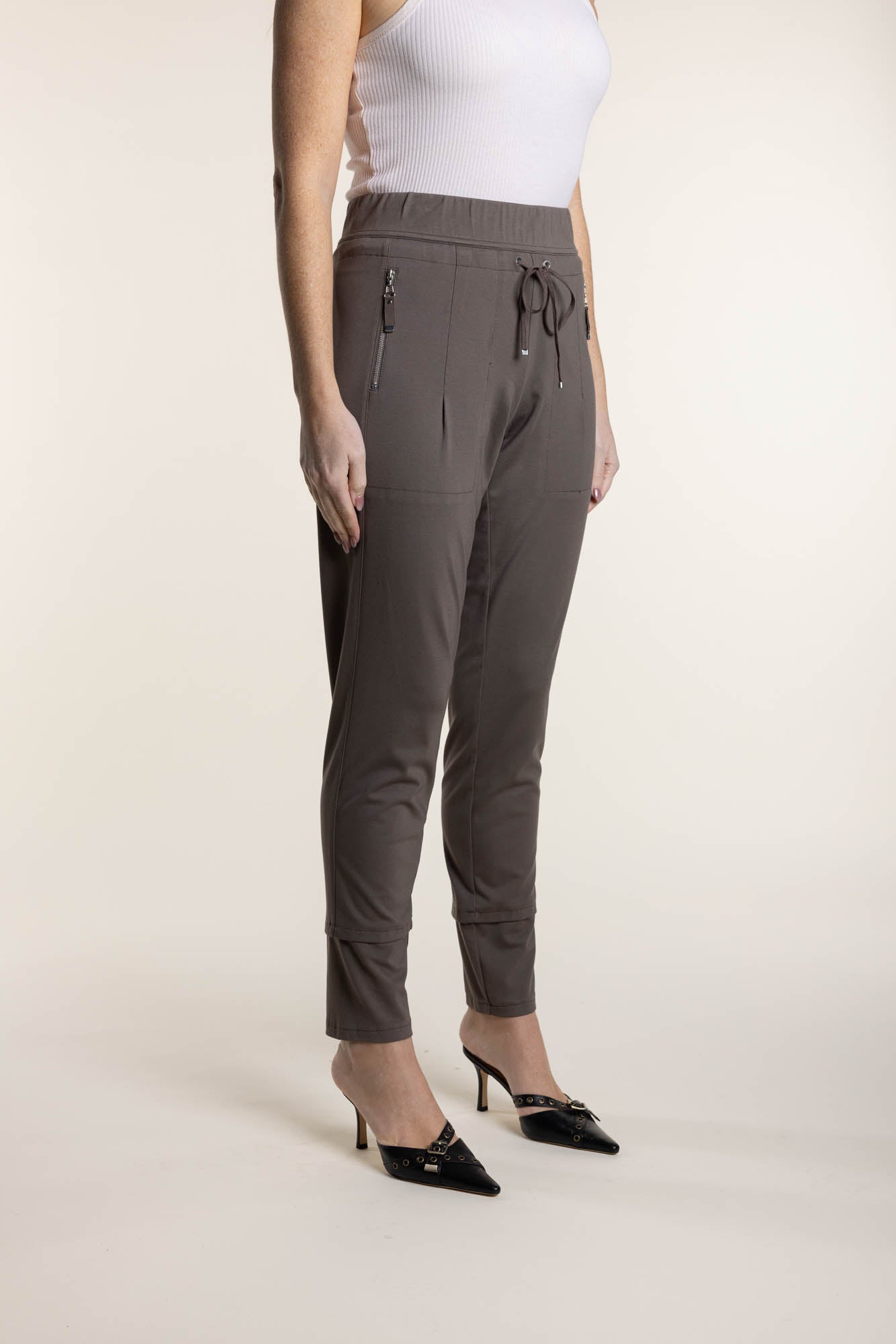 Two T's Ponte Pannelled Leggings - Clove