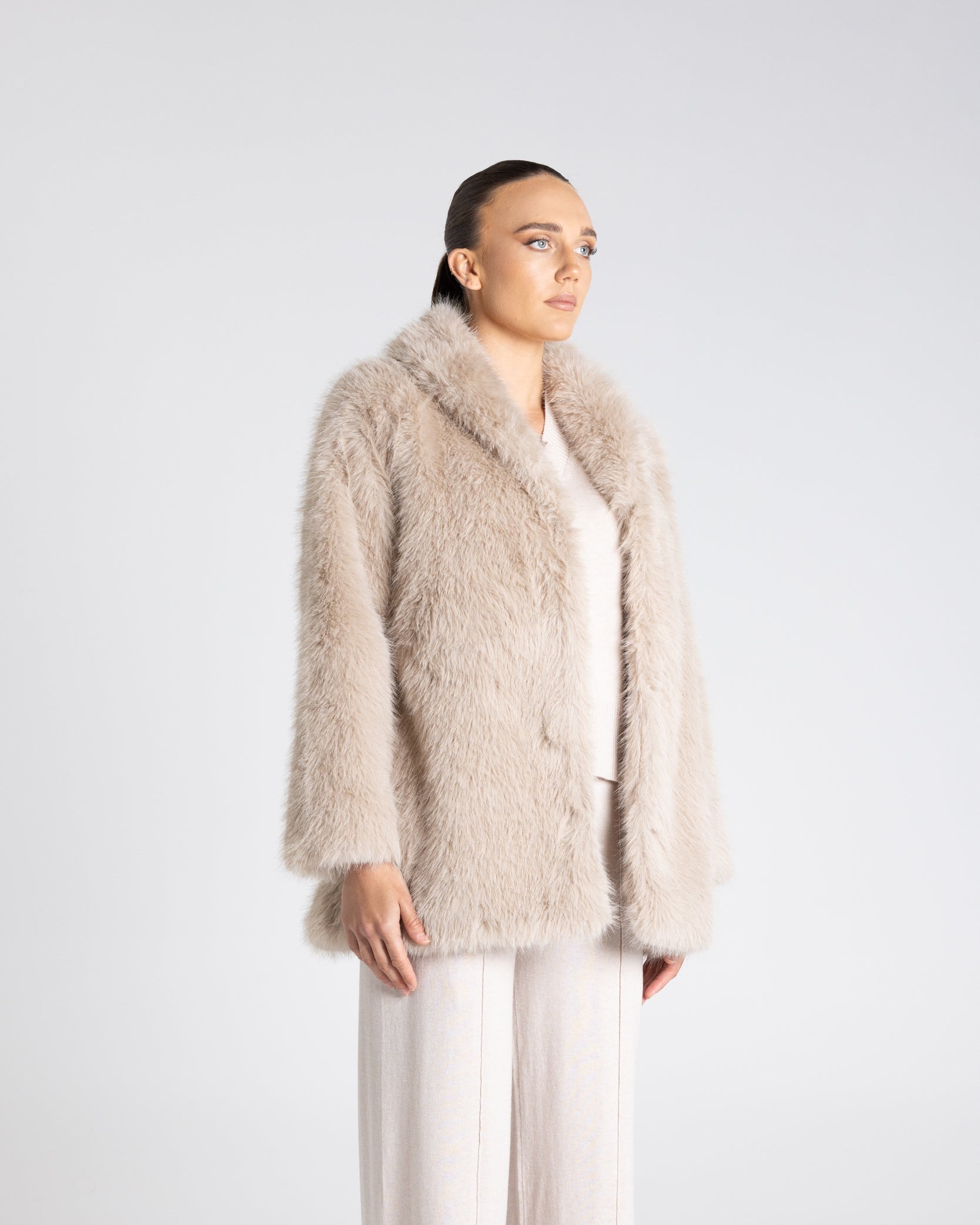 Two T's Faux Fur Coat - Oat