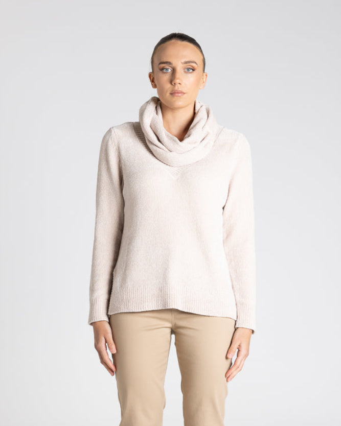 Two T's Chunky Chenille Knit Snood - Oat