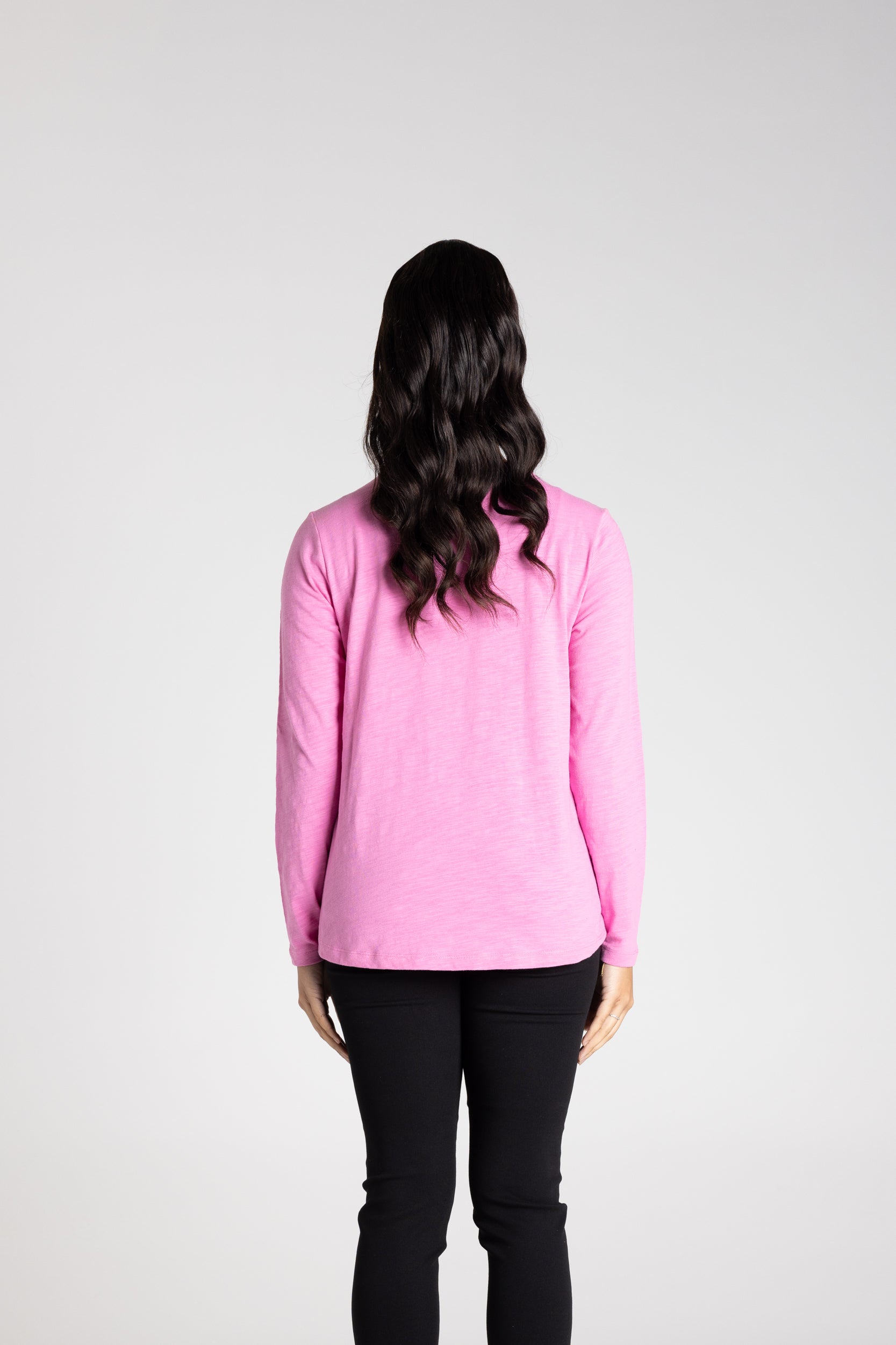 Two T's Long Sleeve Crew Logo Sequins - Ultra Pink