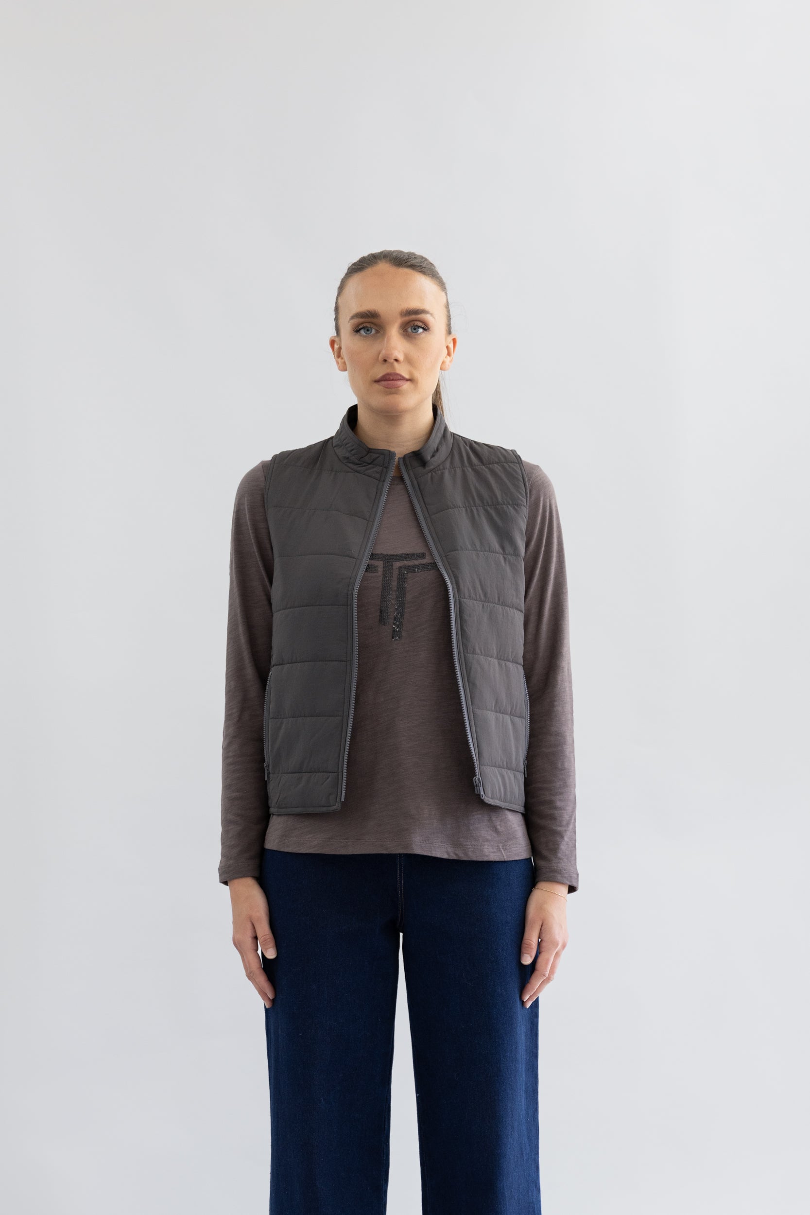 Two T's Puffer Vest - Slate