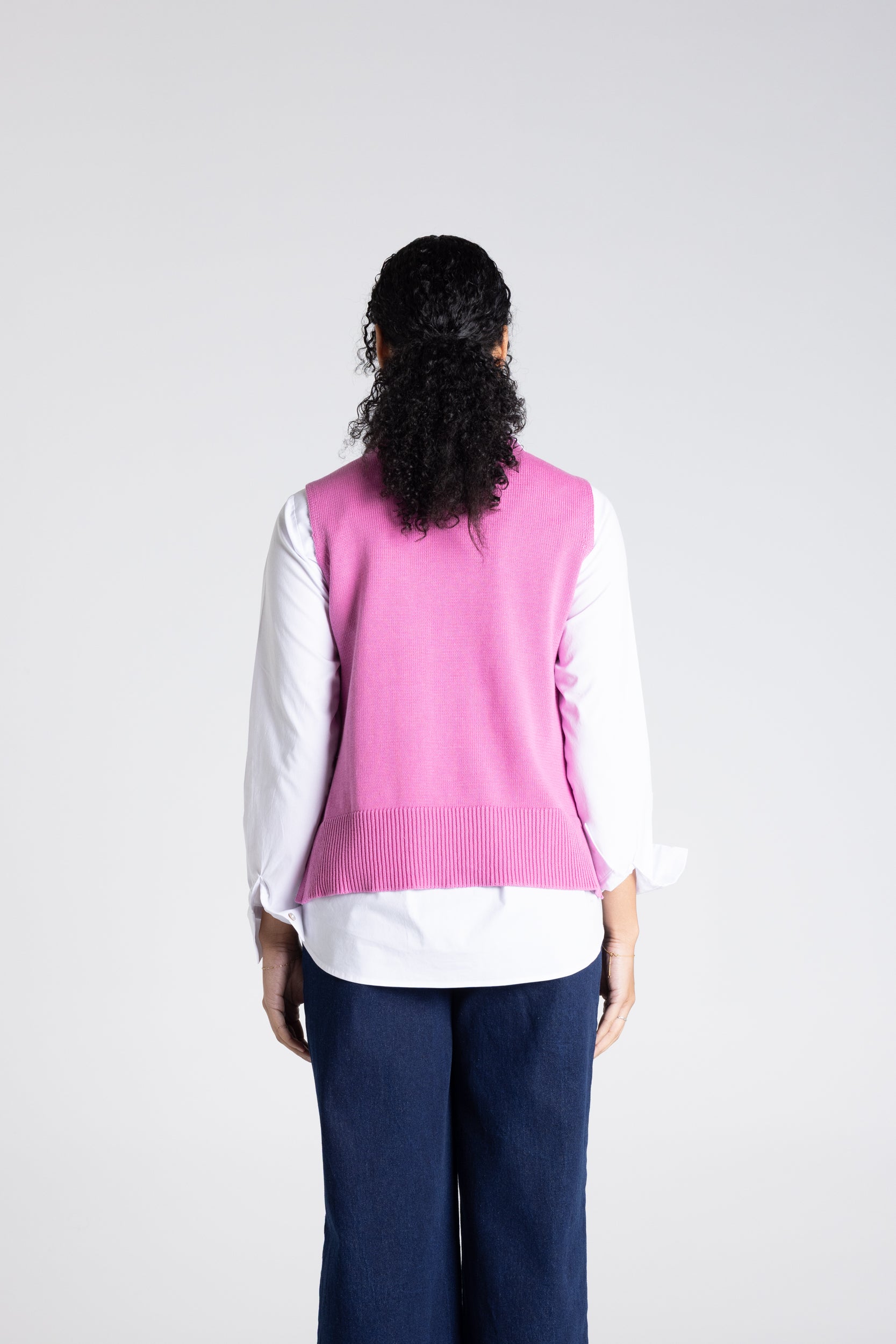 Two T's V-Neck Cotton Vest - Ultra Pink