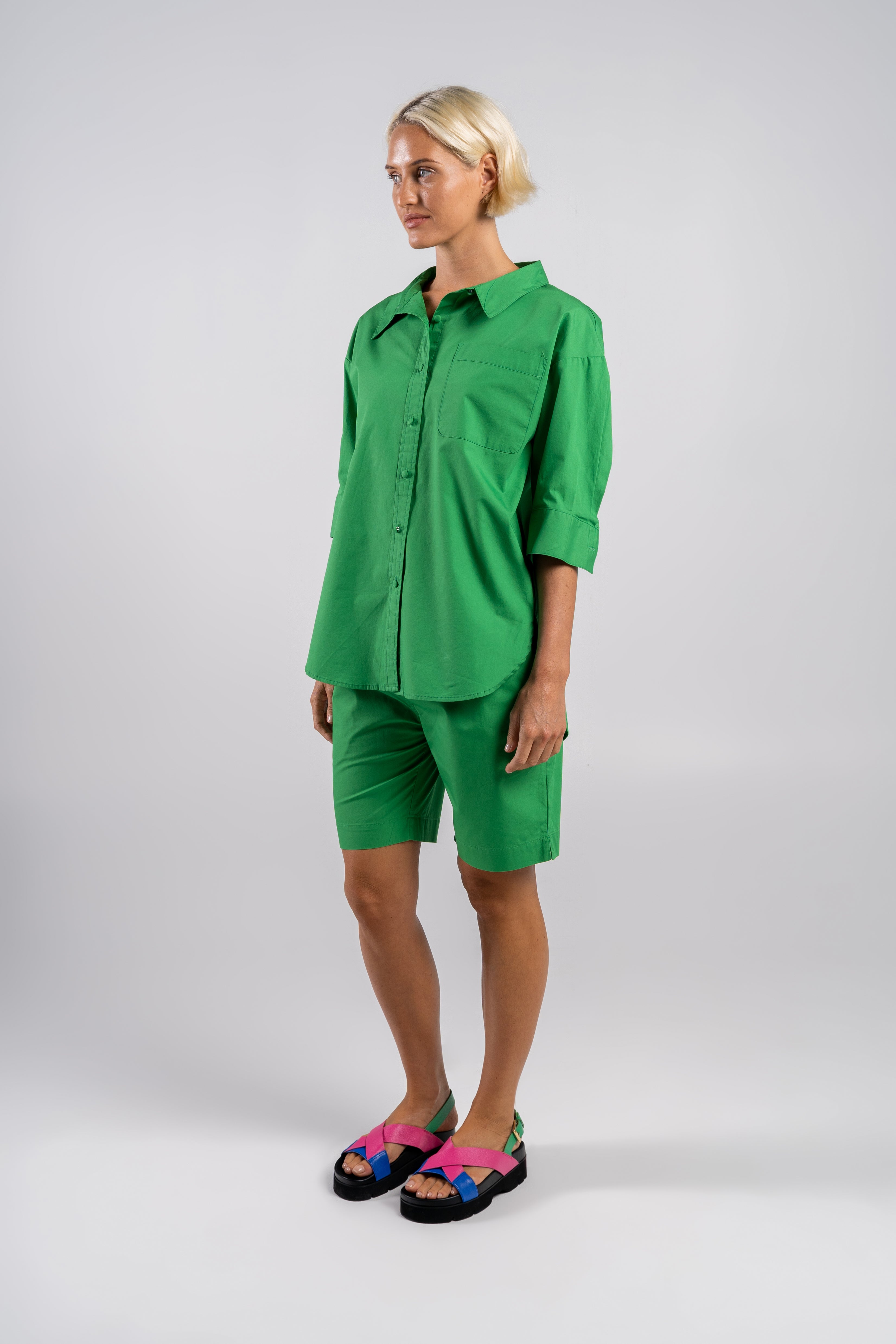 Wear Colour 1 Pocket Collared Shirt - Green