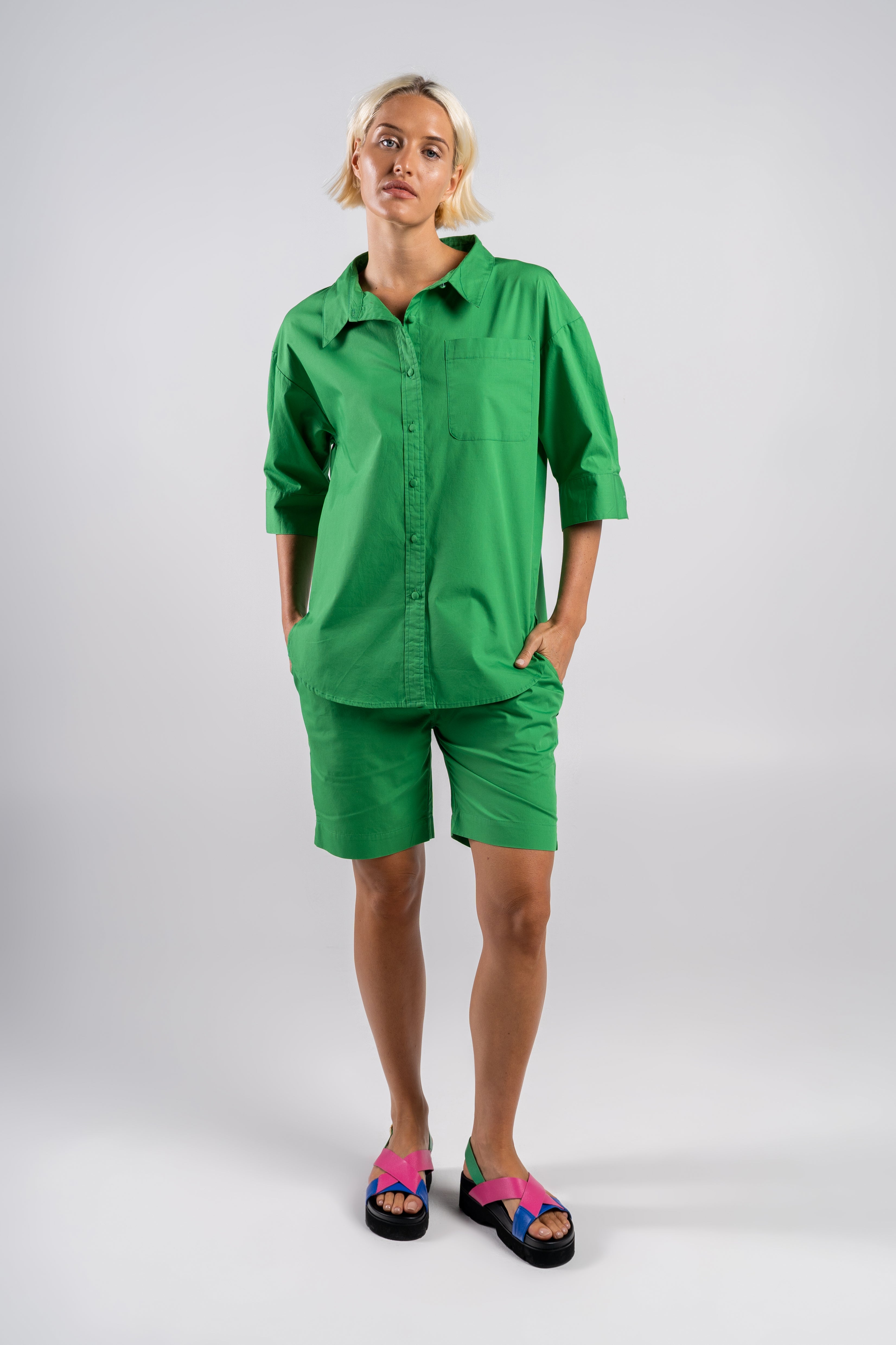 Wear Colour 1 Pocket Collared Shirt - Green