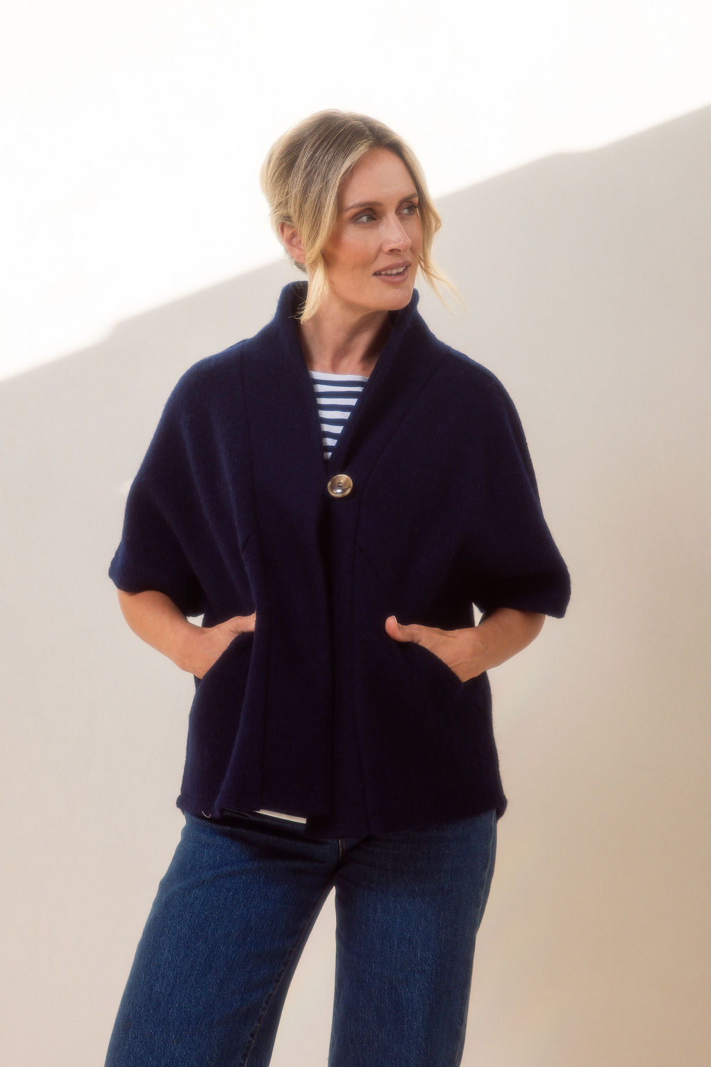 See Saw 1 Button Cape - Navy