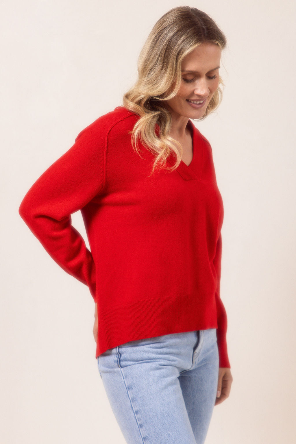 See Saw V-Neck Sweater - Red