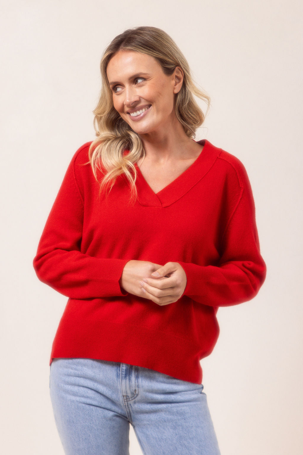 See Saw V-Neck Sweater - Red