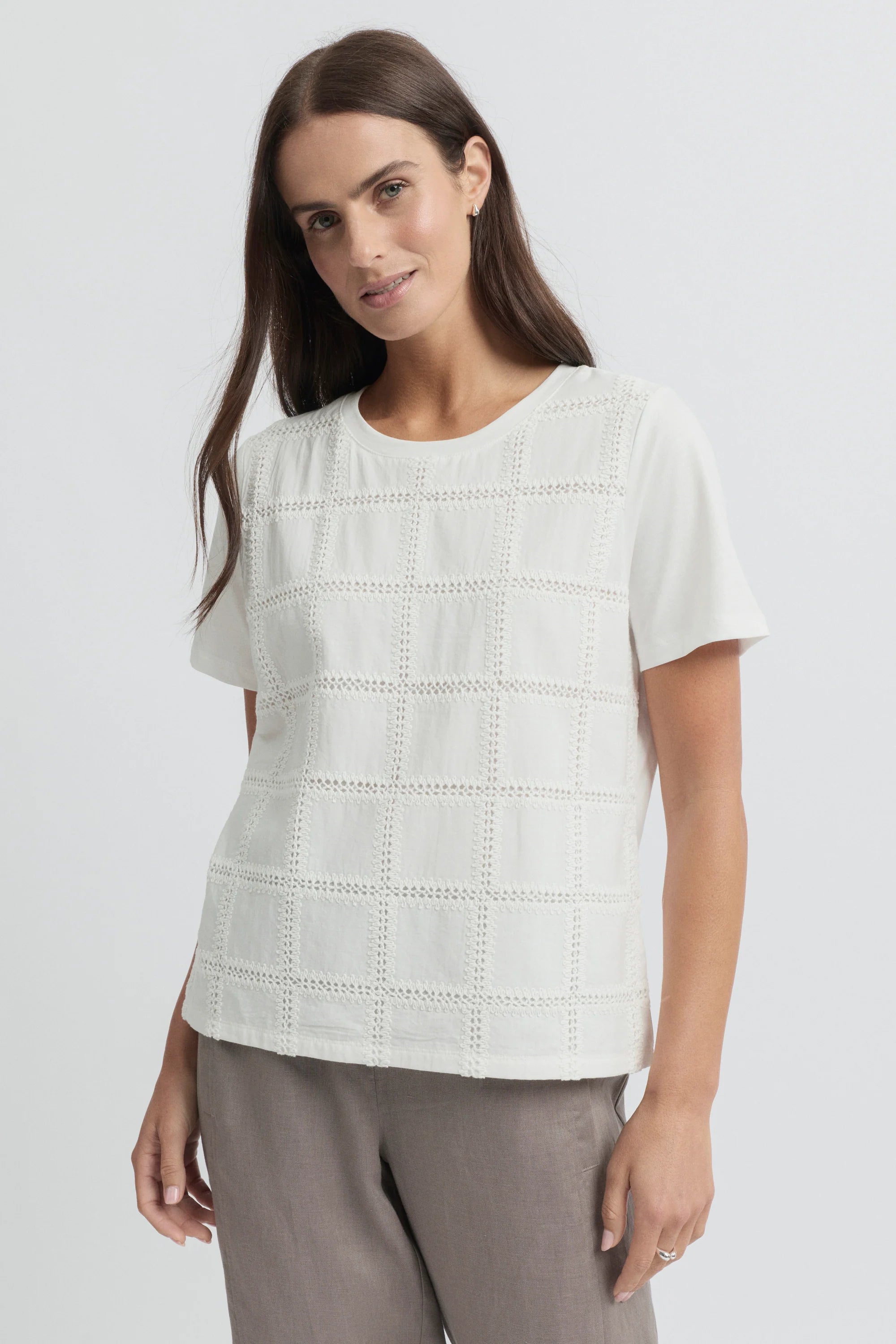 Yarra Trail Lacet Tee - Ecru
