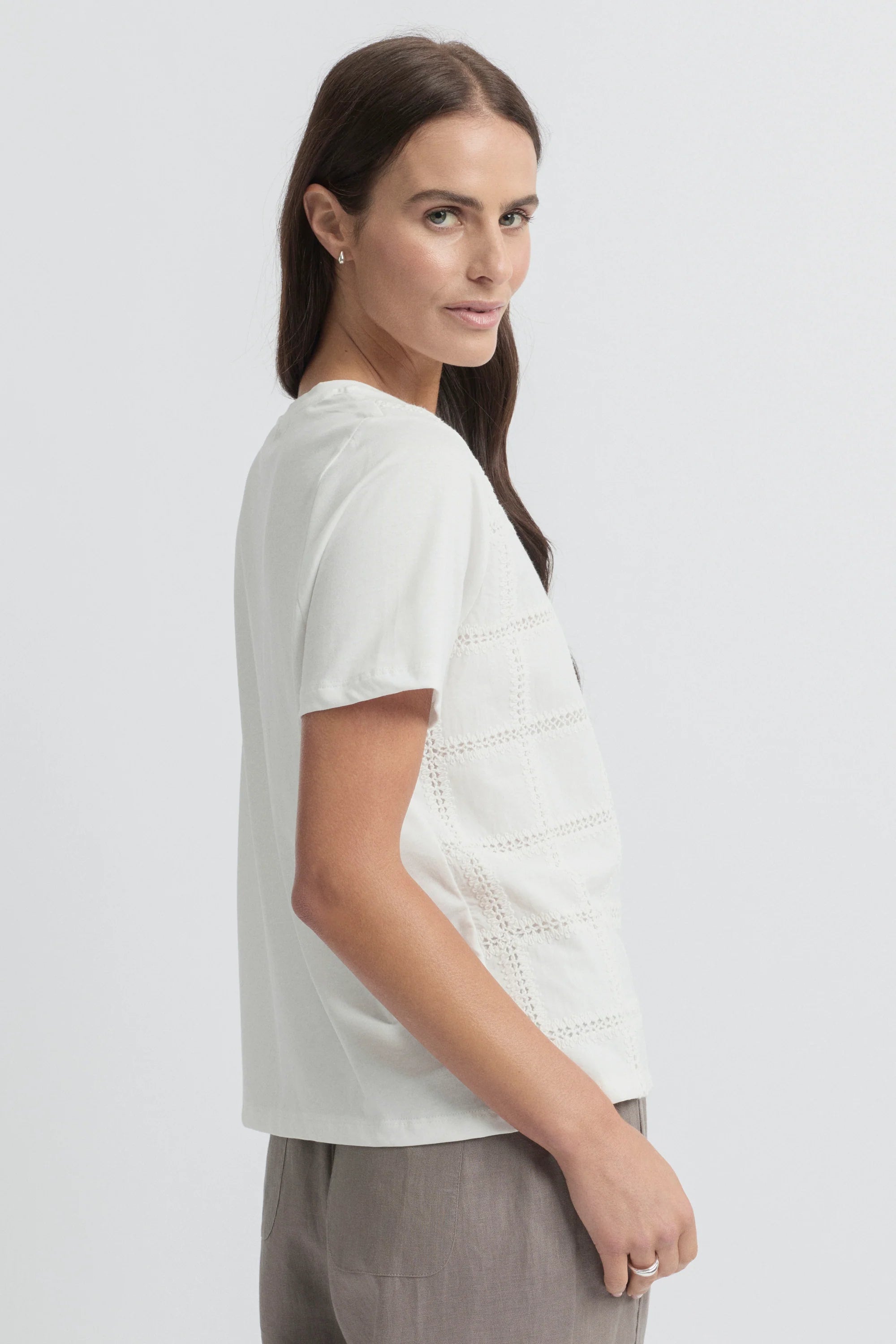 Yarra Trail Lacet Tee - Ecru