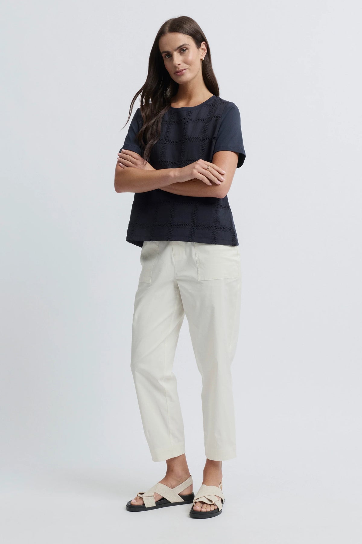 Yarra Trail Lacet Tee - Navy