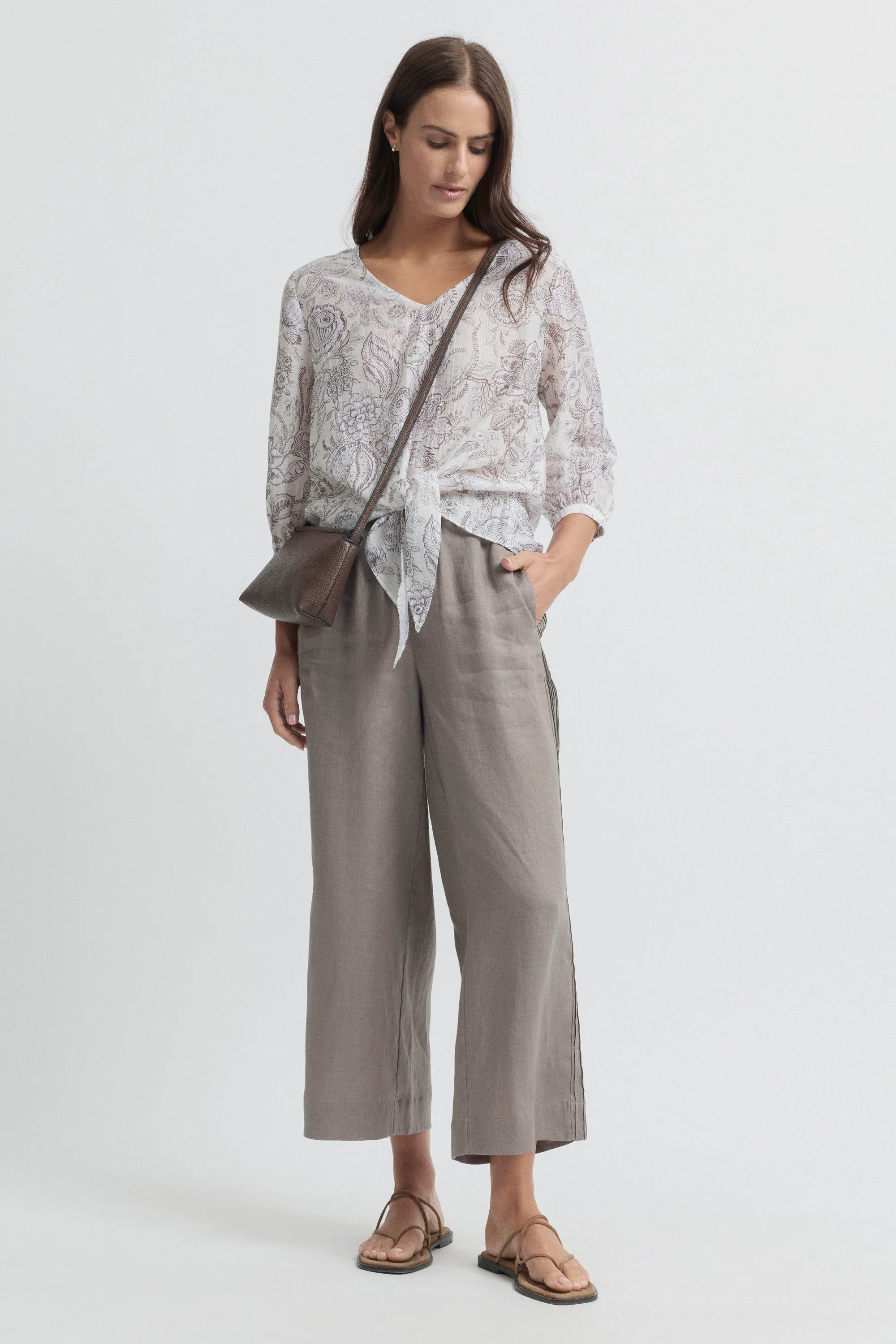 Yarra Trail Tirari Pintuck Pant - Earth