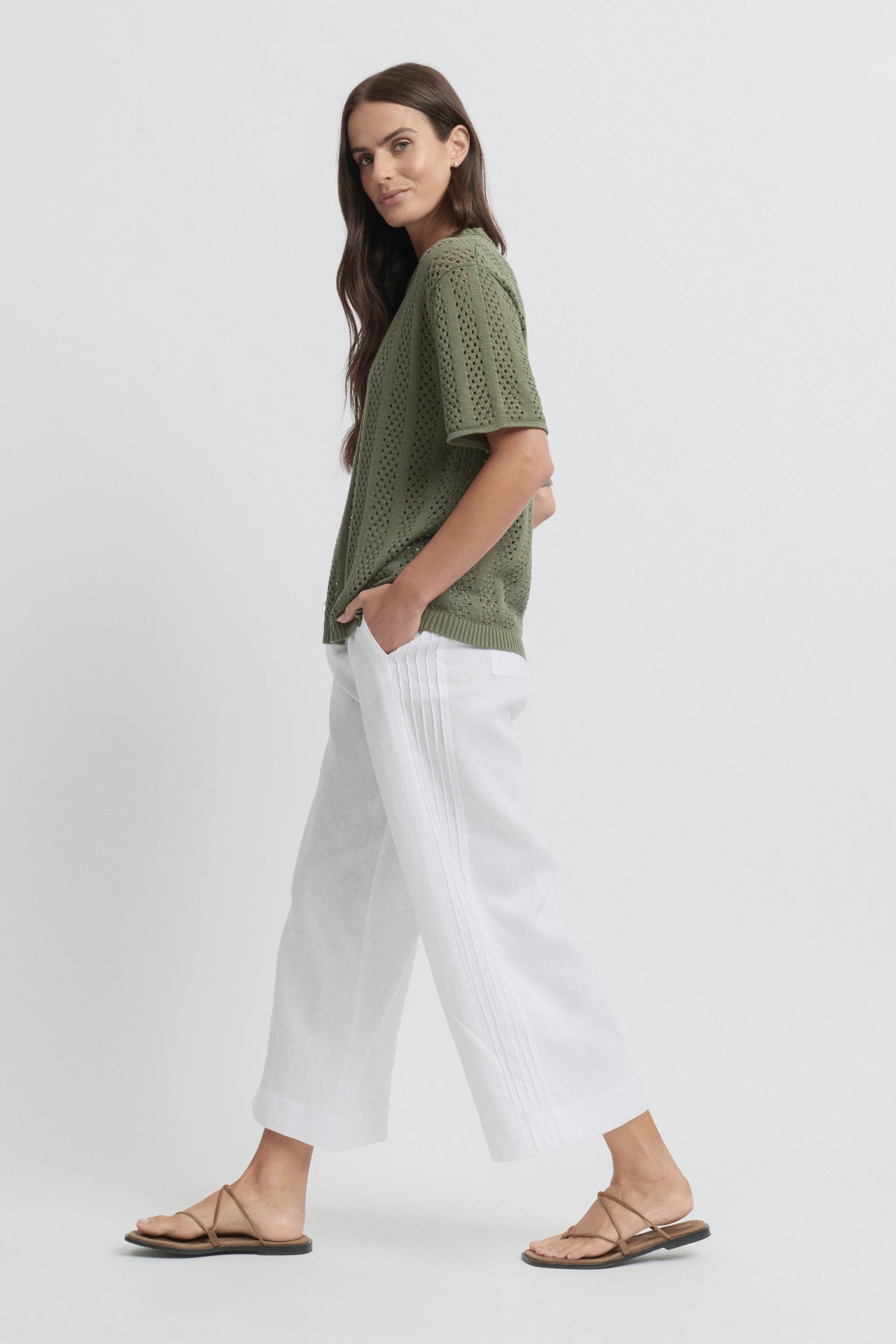 Yarra Trail Tirari Pintuck Pant - White