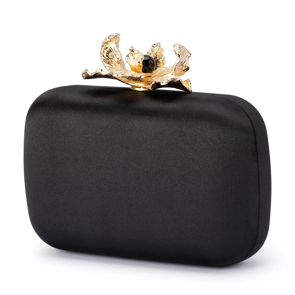 Olga Berg ADELE Orchid Lock Clutch - Black