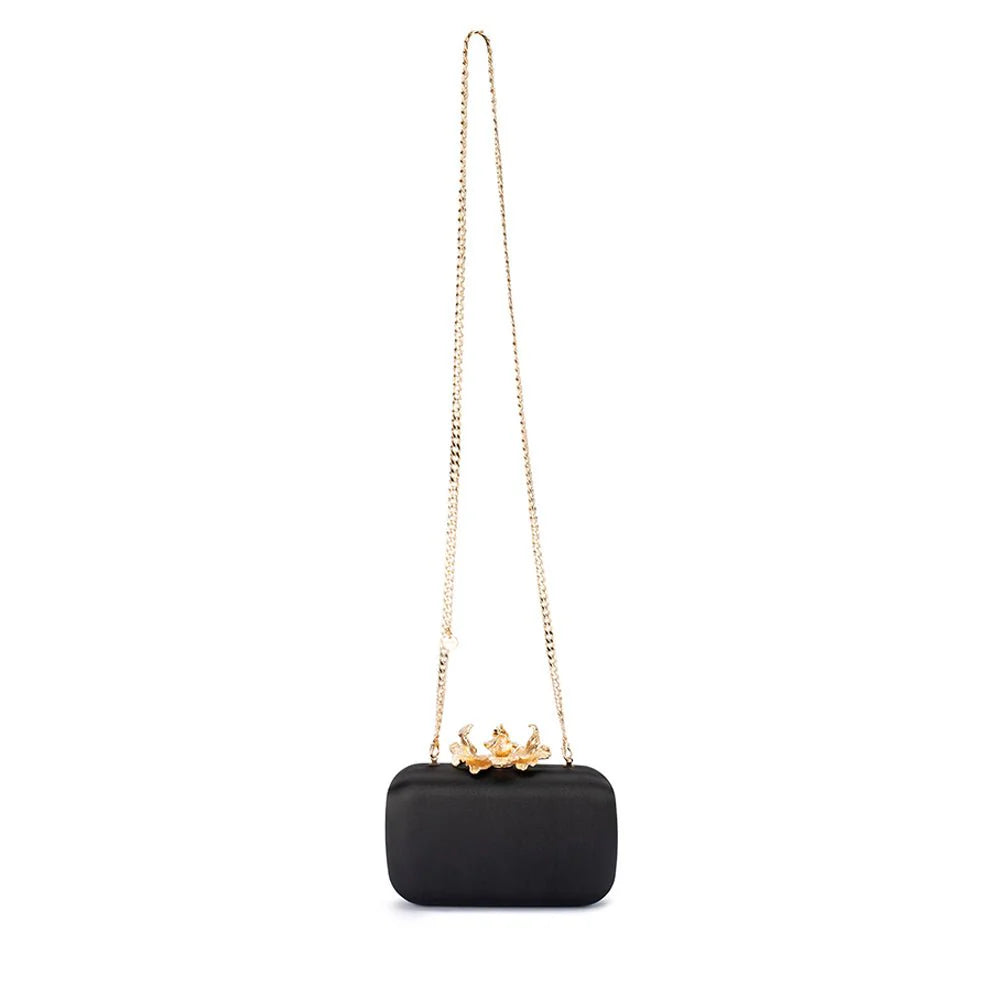 Olga Berg ADELE Orchid Lock Clutch - Black