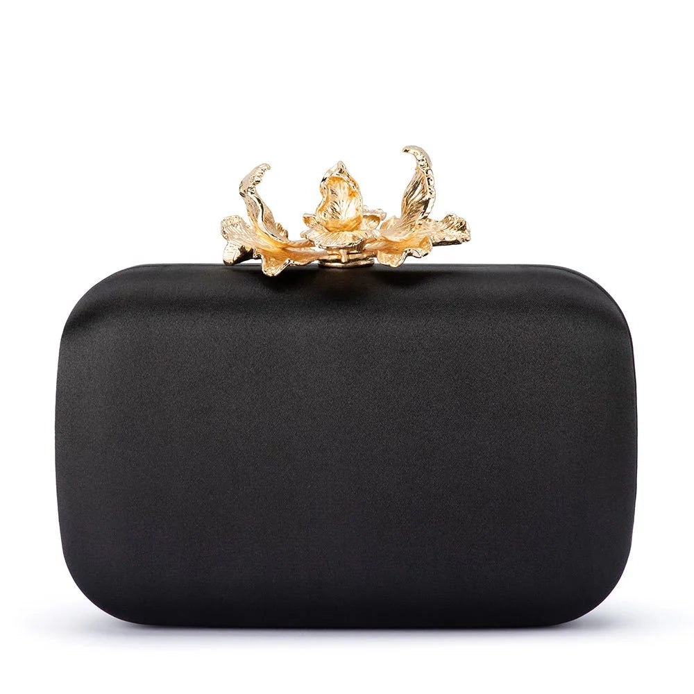 Olga Berg ADELE Orchid Lock Clutch - Black