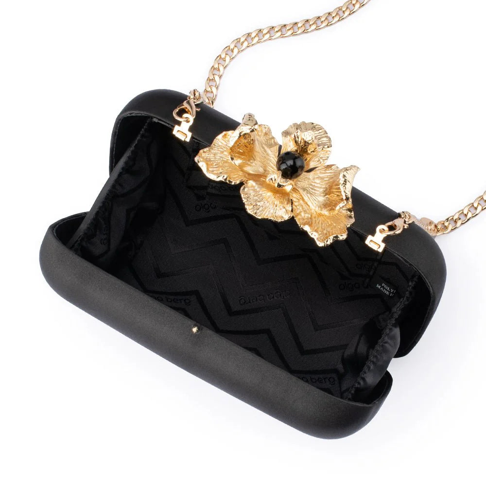 Olga Berg ADELE Orchid Lock Clutch - Black