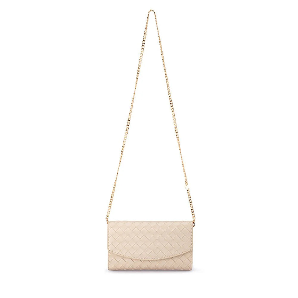 Olga Berg Aisha Embossed Clutch - Natural