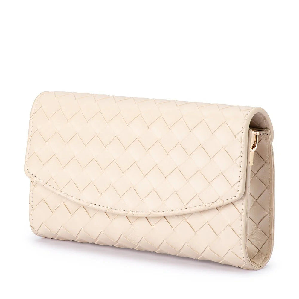 Olga Berg Aisha Embossed Clutch - Natural