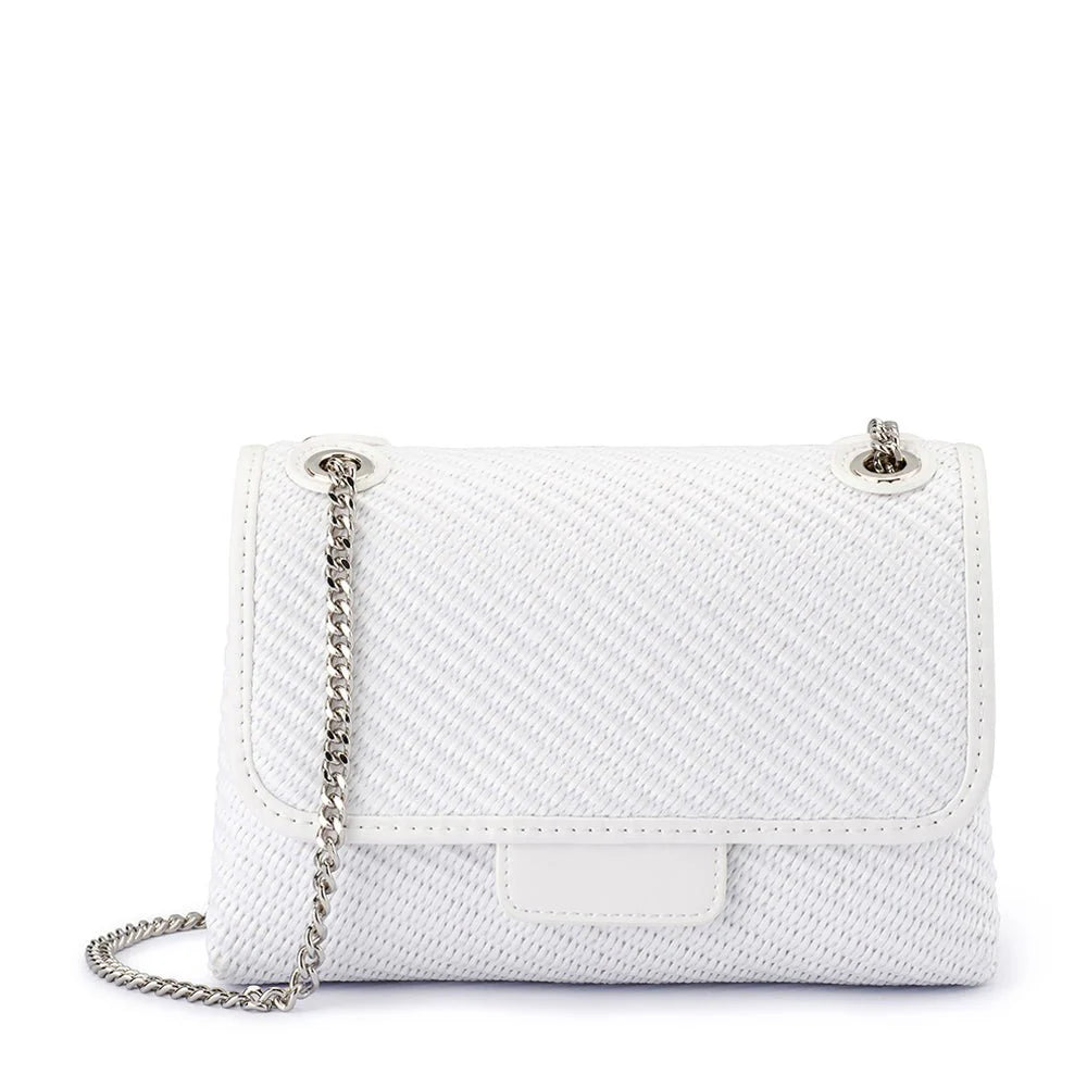 Olga Berg Alexa Woven Shoulder Bag - White