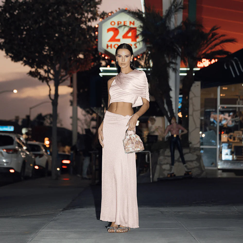 Olga Berg ALFIE Floral Sequin Bag - Blush