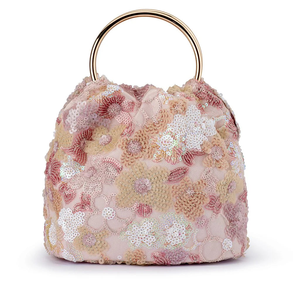 Olga Berg ALFIE Floral Sequin Bag - Blush