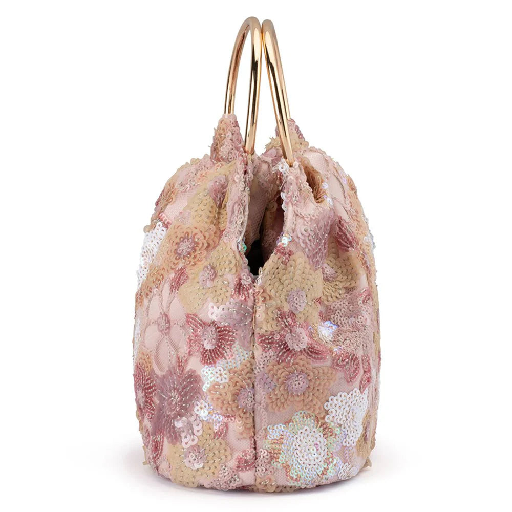 Olga Berg ALFIE Floral Sequin Bag - Blush