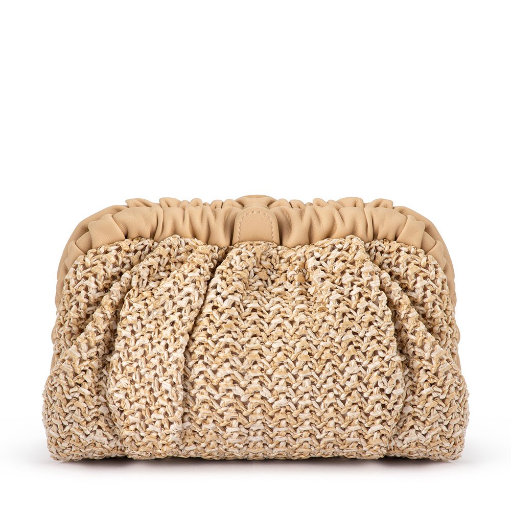 Olga Berg Amalia Petite Gathered Clutch - Natural