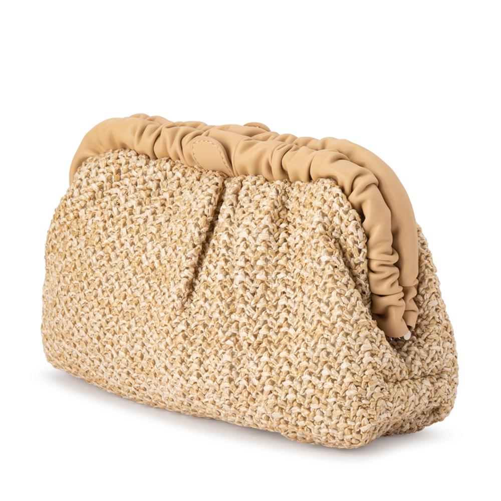 Olga Berg Amalia Pleated Woven Clutch - Natural