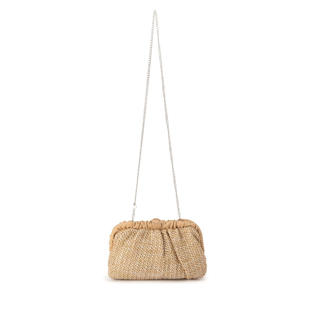 Olga Berg Amalia Pleated Woven Clutch - Natural