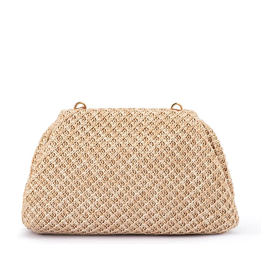 Olga Berg ANNA Woven Clutch - Natural