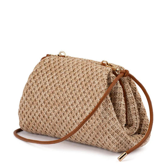 Olga Berg ANNA Woven Clutch - Natural