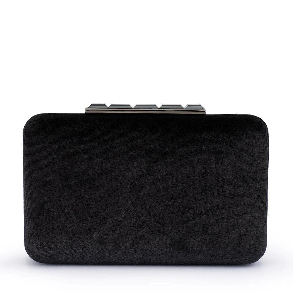 Olga Berg Bess Velvet Clutch - Black