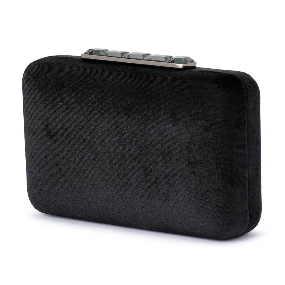 Olga Berg Bess Velvet Clutch - Black