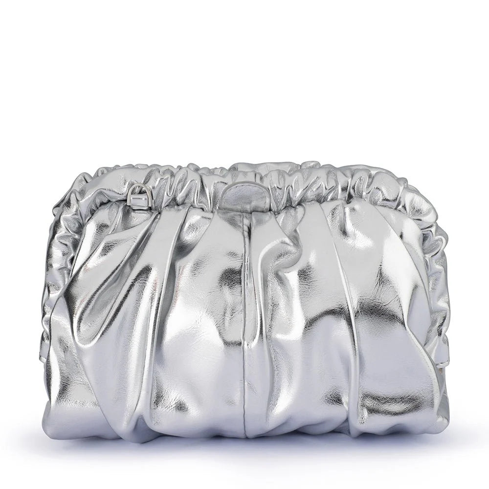 Olga Berg Betty Metallic Clutch - Silver