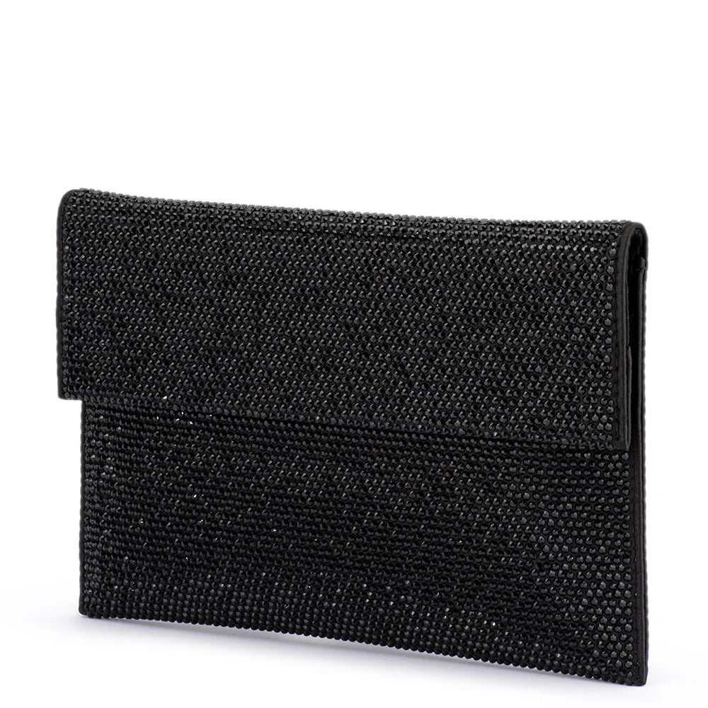 Olga Berg CARA Crystal Envelope Clutch - Black