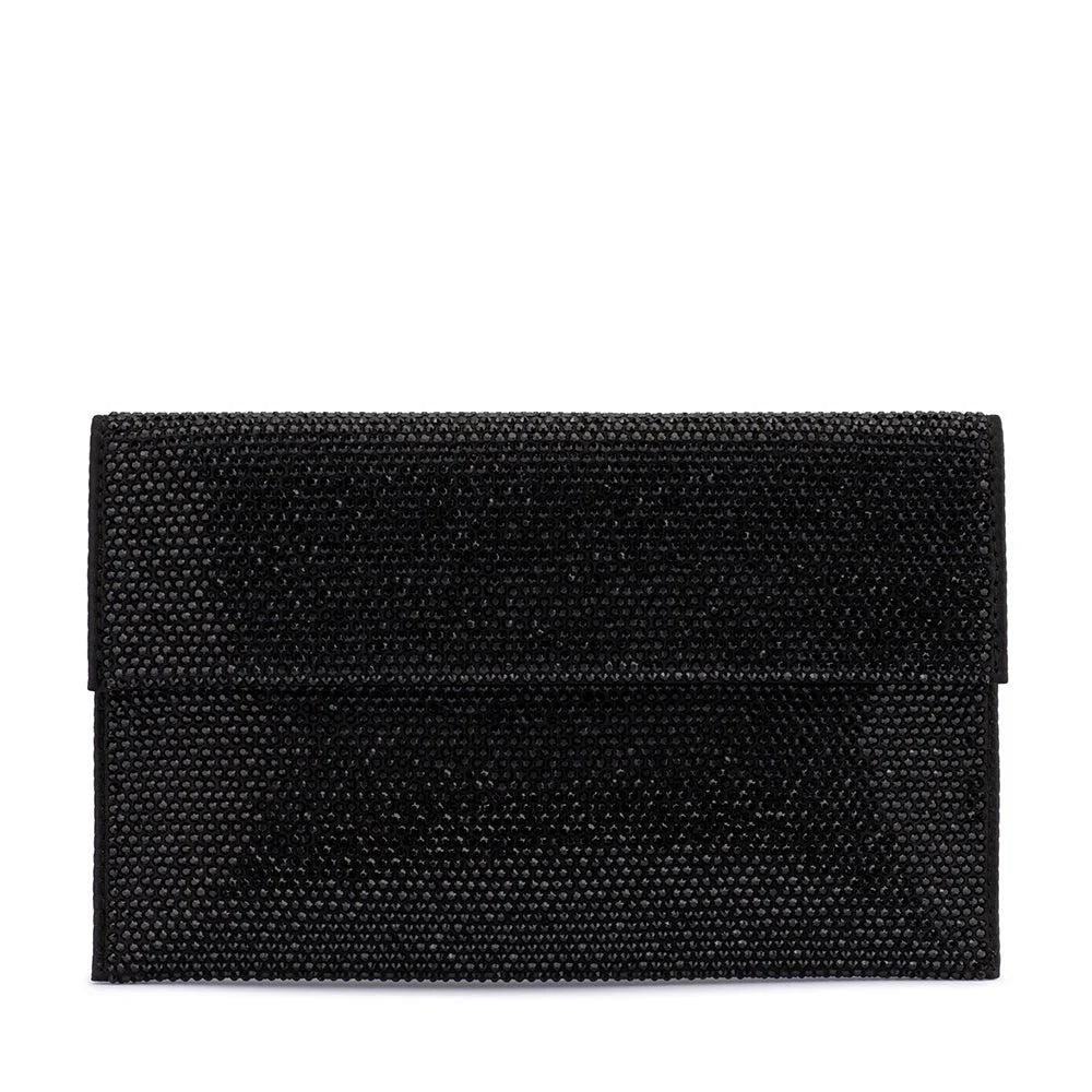 Olga Berg CARA Crystal Envelope Clutch - Black