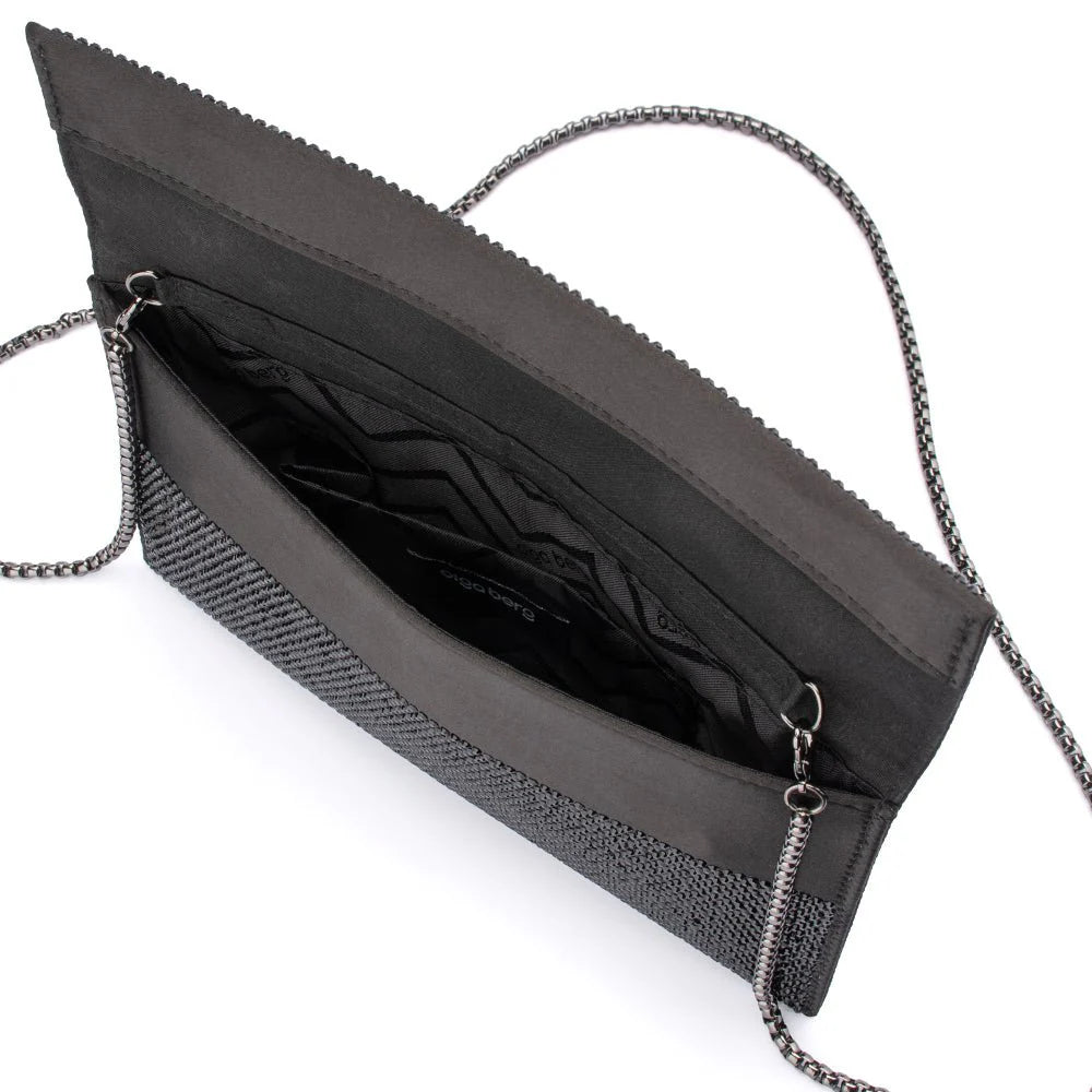 Olga Berg CARA Crystal Envelope Clutch - Black