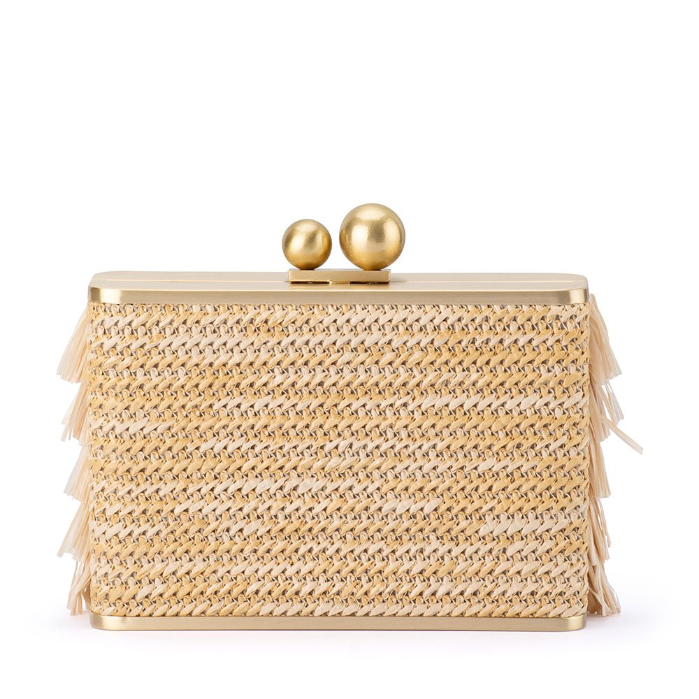 Olga Berg Carlita Fringe Clutch - Natural