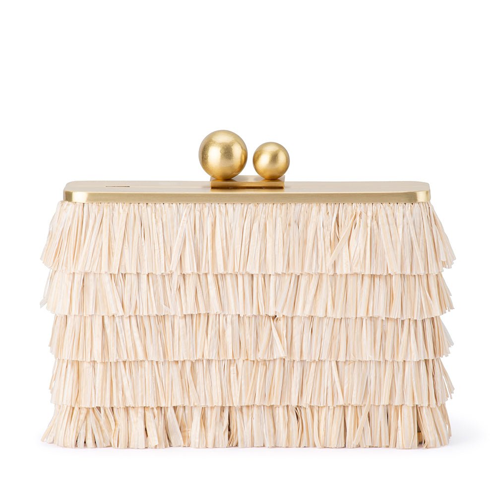 Olga Berg Carlita Fringe Clutch - Natural