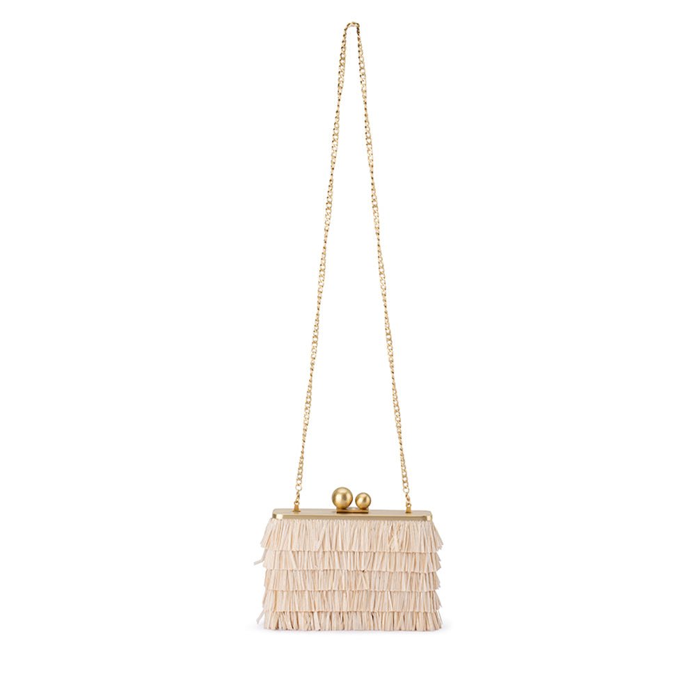 Olga Berg Carlita Fringe Clutch - Natural